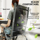 Set da Giardino con Tavolo da Pranzo Allungabile e 6 Sedie Pieghevoli in Acciaio Alluminio e Rete Grigio e Nero    