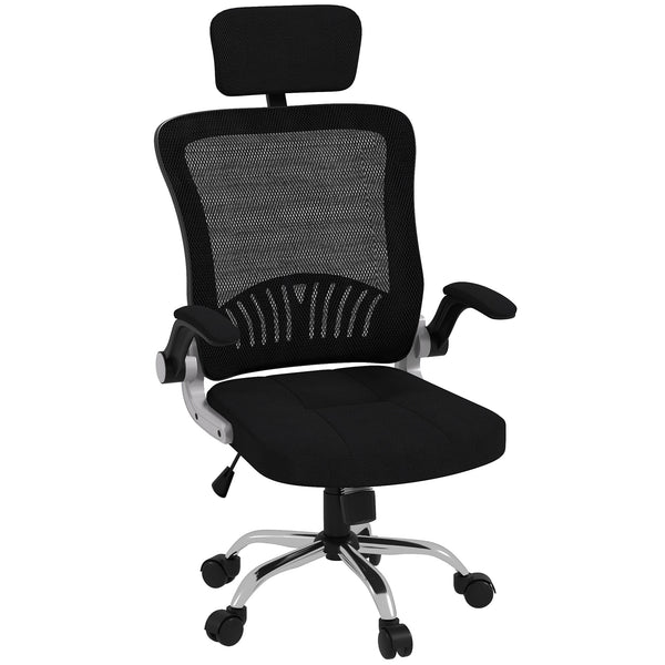 prezzo Sedia Poltrona Direzionale da Ufficio 66x69x116-126 cm Braccioli Ribaltabili in Tessuto a Rete Nero