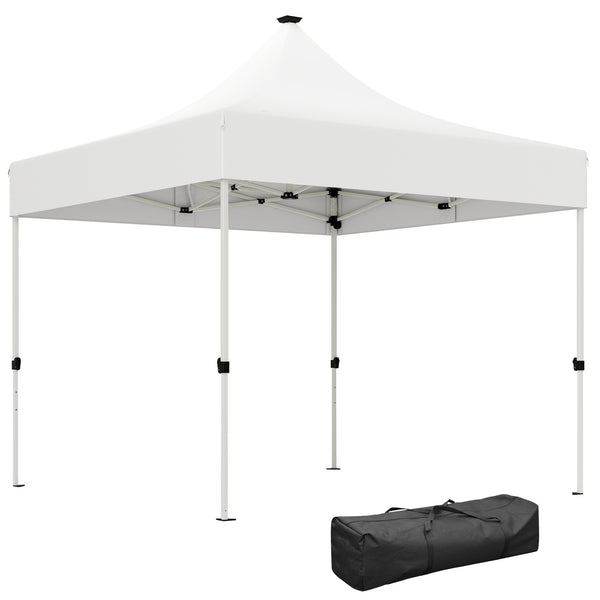 acquista Gazebo da Giardino Pop Up 300x300x340 cm con Luci LED Solari e Altezza Regolabile Bianco