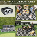 Tappeto da Esterno Reversibile 182x274 cm con Fantasia Geometrica Nero e Bianco   