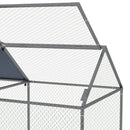 Gabbia per Conigli da Esterno 198x100x120 cm in Acciaio e Tessuto Oxford Verde e Argento