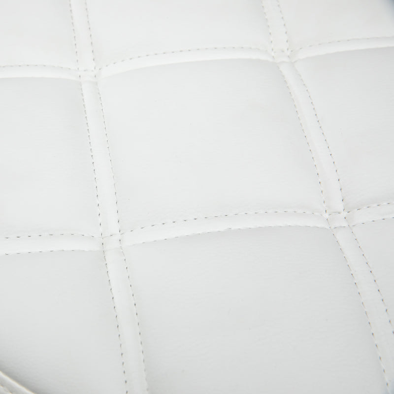 Sgabello Girevole Rotondo con Ruote Ø35,5x51-67 cm Altezza Regolabile in Similpelle Bianco