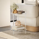 Tavolino da Soggiorno Rotondo a 2 Livelli Ø40x50 cm in Acrilico Trasparente 