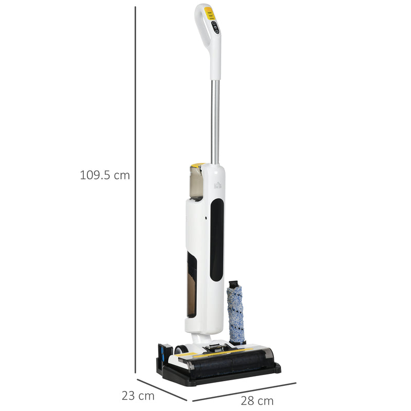 Aspirapolvere Lavapavimenti Senza Fili Wet & Dry Scopa Elettrica con 2 Serbatoi Bianco