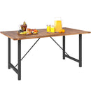Tavolo da Giardino 160x90x75 cm Piano a Doghe in Legno di Acacia Gambe in Acciaio Colore Teak  