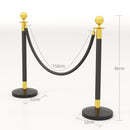 Colonnine Segnapercorso con Corda Vellutata Base Riempibile in Acciaio Inox Ø32x96 cm Nero e Oro 