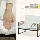 Set Salotto da Giardino 4 Pezzi con Divanetto, 2 Sedie e Tavolino da Caffè Nero Marrone e Crema   