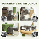 Albero Tiragraffi per Gatti con Casetta Lettino e Palline  44x30x98 cm Verde e Marrone  