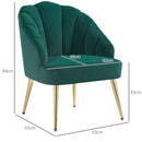 Poltrona a Conchiglia Stile Art Deco 63x65x84 cm in Velluto Verde  
