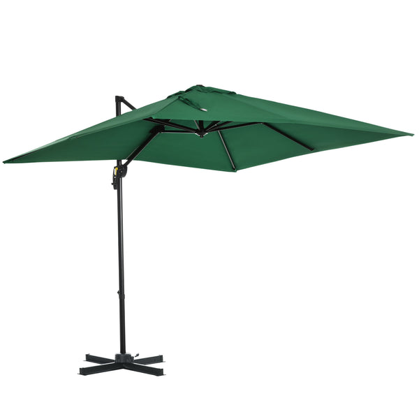 sconto Ombrellone da Giardino 250x250 cm a Manovella con Rotazione 360° e Parasole Regolabile Verde