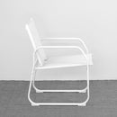 Set Salotto da Giardino Divano 2 Poltrone e Tavolino in acciaio Ecosteel bianco