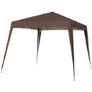 Gazebo Pieghevole da Giardino  con Struttura  Antivento 2,4x2,4m in Acciaio e Corde Caffè
