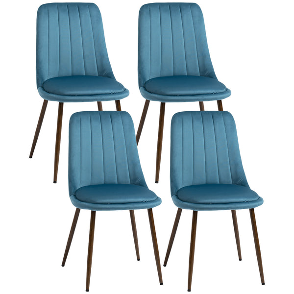 Lot de 4 chaises rembourrées 47x55x86 cm en polyester et acier bleu sconto