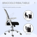 Sedia Operativa Ergonomica Altezza regolabile 94-104 cm Tessuto Effetto Lino Bianco e Nero 