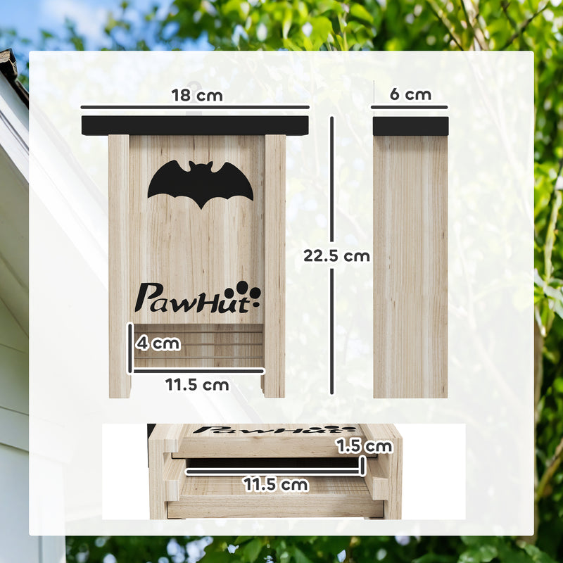 Set di 3 Casette per Pipistrelli Bat Box 18x6x22,5 cm in Legno di Abete    