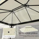 Copertura per Gazebo da Giardino 400x 300 cm a 2 Livelli in Tessuto Oxford 600D con Fori di Drenaggio Bianco Crema   