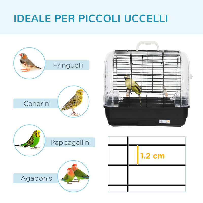 Voliera per Uccelli 42x32x37 cm in Acciaio Nero