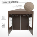 Gazebo Pieghevole 2x2m in Metallo e Poliestere Marrone