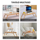Tavolino da Letto per PC Pieghevole e Inclinabile con Cassetto 72x35x22-30  Colore Legno