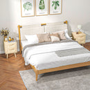 Set 2 Comodini con 2 Cassetti 40x40x56 cm in Legno e Rattan Naturale