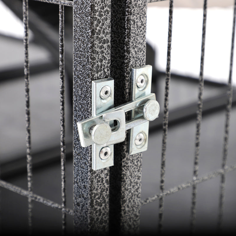 Gabbia per Conigli a 5 Livelli con 4 Ingressi e Amaca 80x52x128 cm in Metallo e PP Argento e Nero