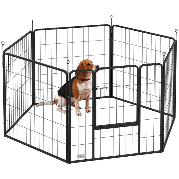 Recinto per Cani a 6 Pannelli Modulabili da 80x1,5x80A cm con Porta di Ingresso in Acciaio Nero online