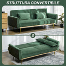 Divano Letto Singolo Clic Clac 206x81x83 cm in Tessuto Effetto Velluto con 2 Cuscini Verde 