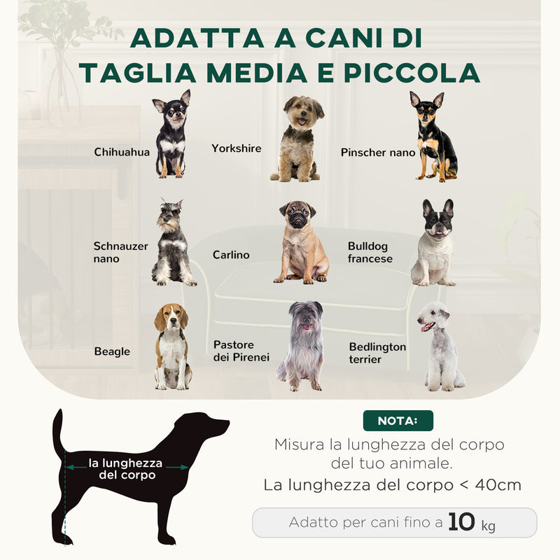 Cuccia Divano per Cani Taglia Piccola e Media con Cuscino 79x56x35 cm in Velluto Verde Scuro 