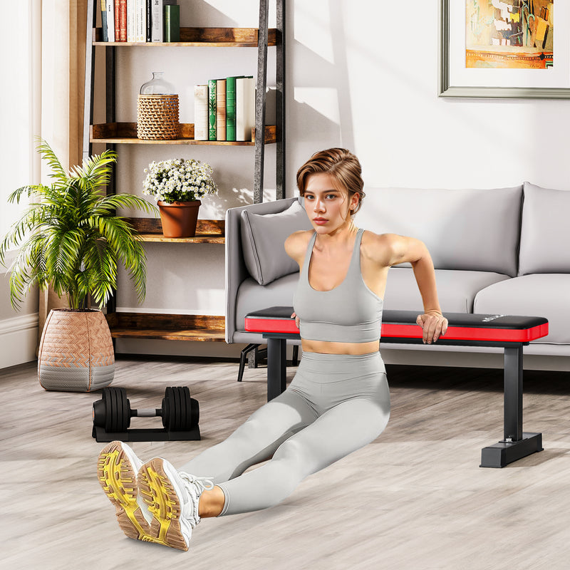 Panca Piana per Pesi e Addominali Capacità 300kg 106x26x48 cm Nero  