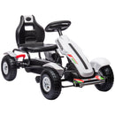 Go Kart a Pedali per Bambini 121x58x61 cm con Sedile Regolabile e Freno a Mano Bianca