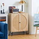 Credenza 80x39x101,8 cm in Legno e Rattan  Naturale