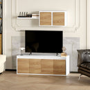 Parete Attrezzata Mobile TV fino a 50"" e Pensile 120x41x43,3 cm Bianco e color Legno  