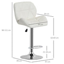 Sgabello da Bar Girevole 47x49x90-111 cm in Similpelle Bianco