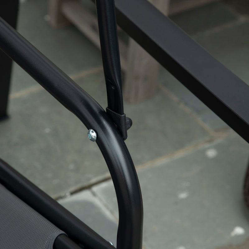 Dondolo da Giardino 2 Posti 144x117x173 cm con Tettuccio Regolabile e Cuscini in Acciaio e Poliestere Grigio 