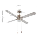 Ventilatore da Soffitto con Luce LED Ø130 cm 3 Velocità e Motore Reversibile Argento e Legno