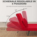 Divano Letto Schienale Regolabile 102x73x81 cm in Velluto Rosso 
