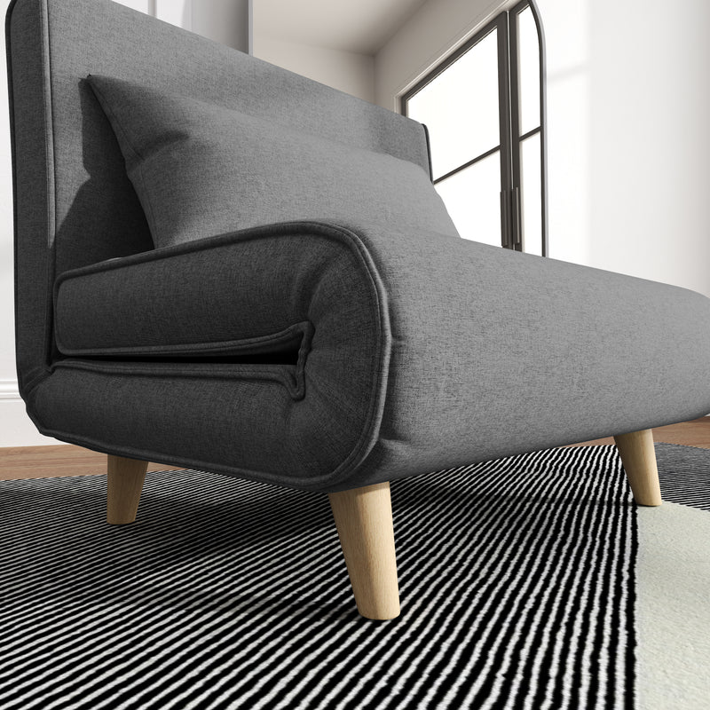 Poltrona Letto con Schienale Reclinabile su 6 Posizioni 94x78x80 cm in Tessuto Grigio  