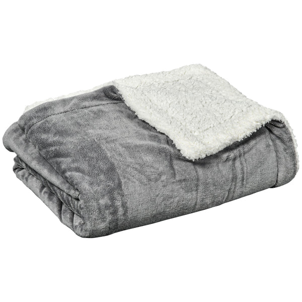 sconto Coperta Plaid Dubleface 203x152x0,5 cm in Flanella 220 GSM e Sherpa 260 GSM Grigio