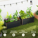 Set 2 Pezzi Aiuola Rettangolare Rialzata senza Fondo 120x60x60 cm in Acciaio Zincato Grigio Scuro   