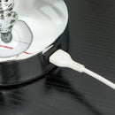 Lampada da Tavolo Base con Cristalli in Vetro con Porta USB Ø23x45 cm Bianco e Argento 