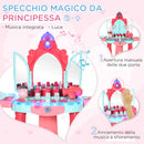 Specchiera Giocattolo per Bambini con Sgabello Luci e Accessori 57x34x76 cm Multicolore