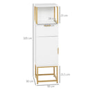 Mobile a Colonna Bagno 30x30x105 cm in Legno e Metallo Bianco