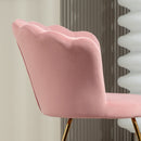 Sedia Moderna Ergonomica con Schienale a Petalo 69x64x80 cm in Velluto Rosa e Gambe Incrociate Oro   