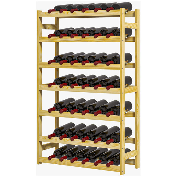 Scaffale Portabottiglie a 7 Livelli per 42 Bottiglie di Vino 63x25x102 cm Legno di Pino Naturale acquista