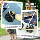 Passeggino per Cani 3 in 1 Pieghevole con Cestino Inferiore Blu   