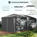 Gazebo da Giardino 596x300x270 cm per 12-18 Persone in Metallo e Tessuto Oxford Grigio   