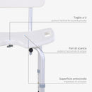 Sedia da Doccia Regolabile su 8 Livelli con Fori di Drenaggio in Alluminio e PE Bianco e Argento  