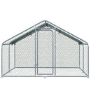 Pollaio Gabbia per Galline 300x400x195 cm in Metallo con Copertura in Tessuto Oxford Argento