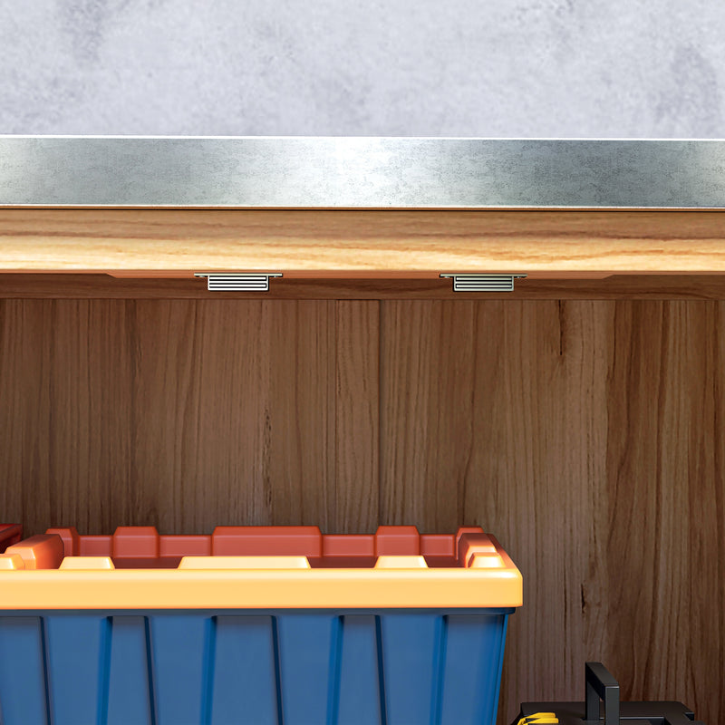 Armadio da Esterno 79x43x92 cm con Banco da Lavoro in Legno e Acciaio Zincato   