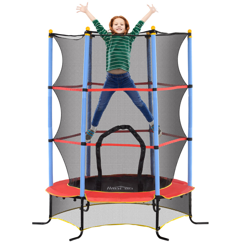 Trampolino Elastico per Bambini da 3 Anni Ø175 cm con Rete di Protezione Multicolore 